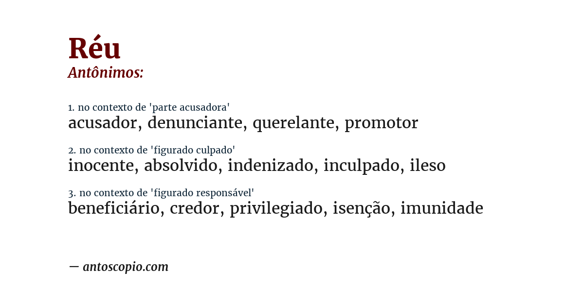 Antônimo de réu