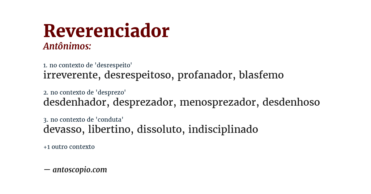 Antônimo de reverenciador
