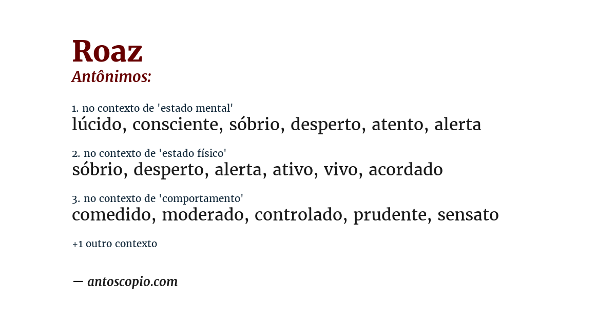 Antônimo de roaz
