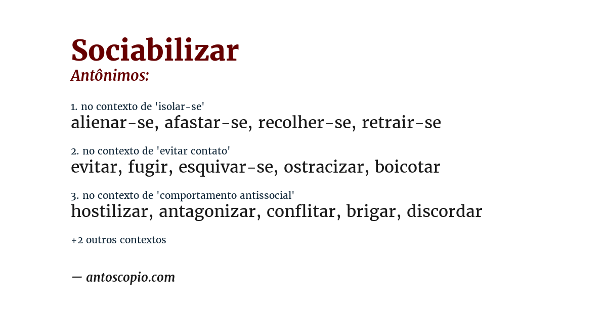 Antônimo de sociabilizar