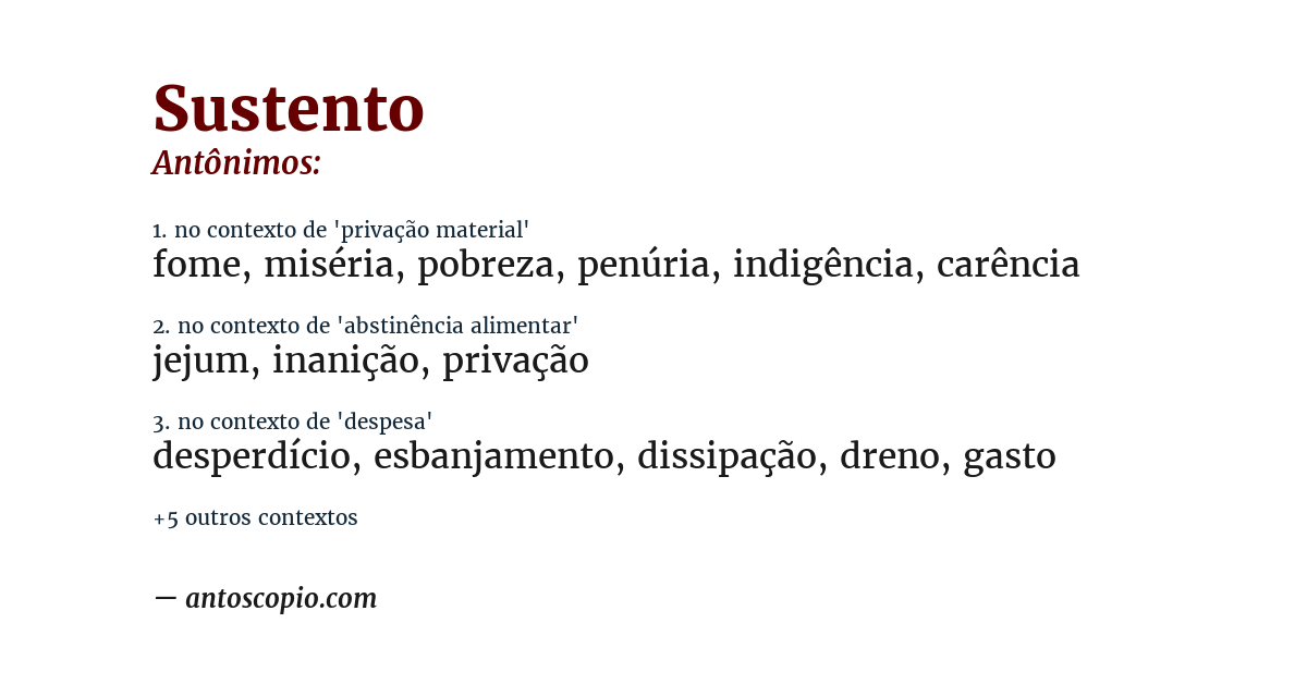 Antônimo de sustento