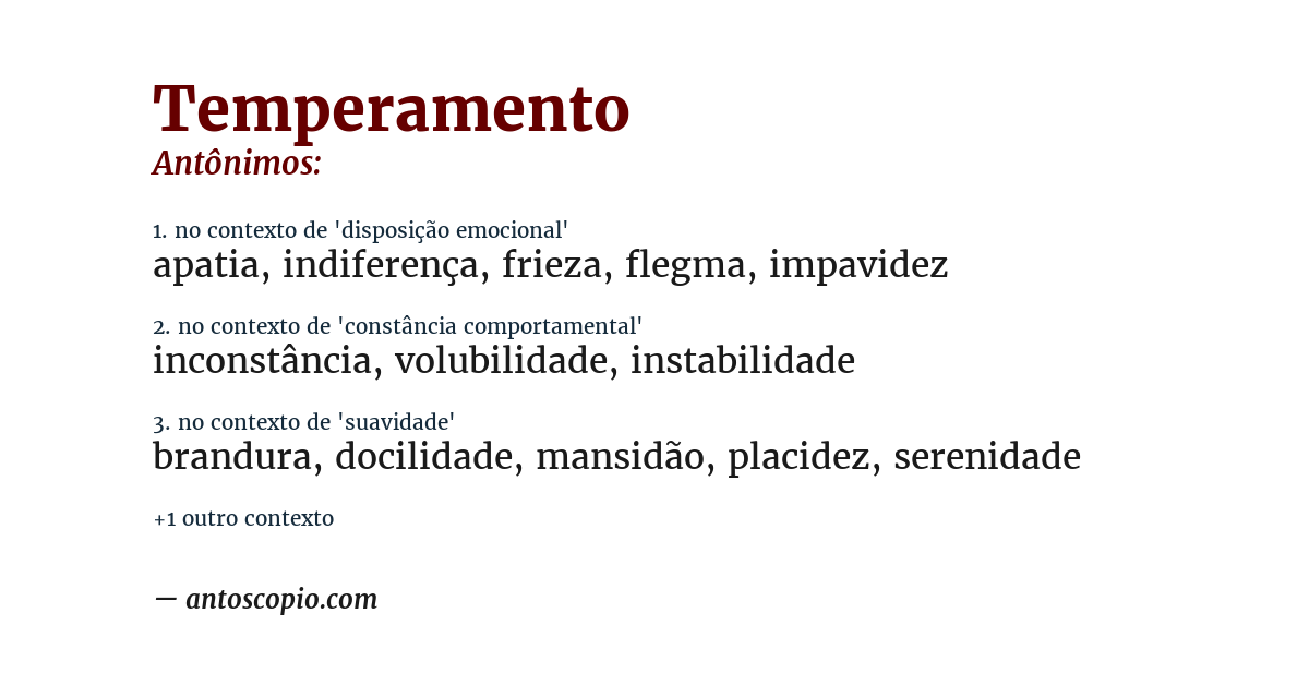 Antônimo de temperamento