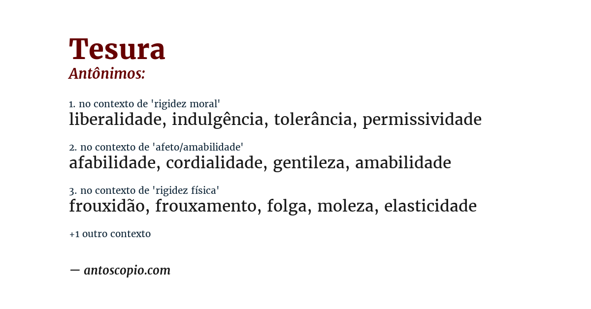Antônimo de tesura