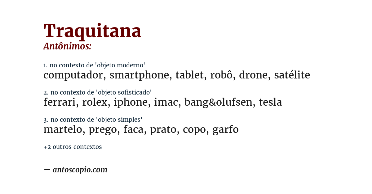 Antônimo de traquitana