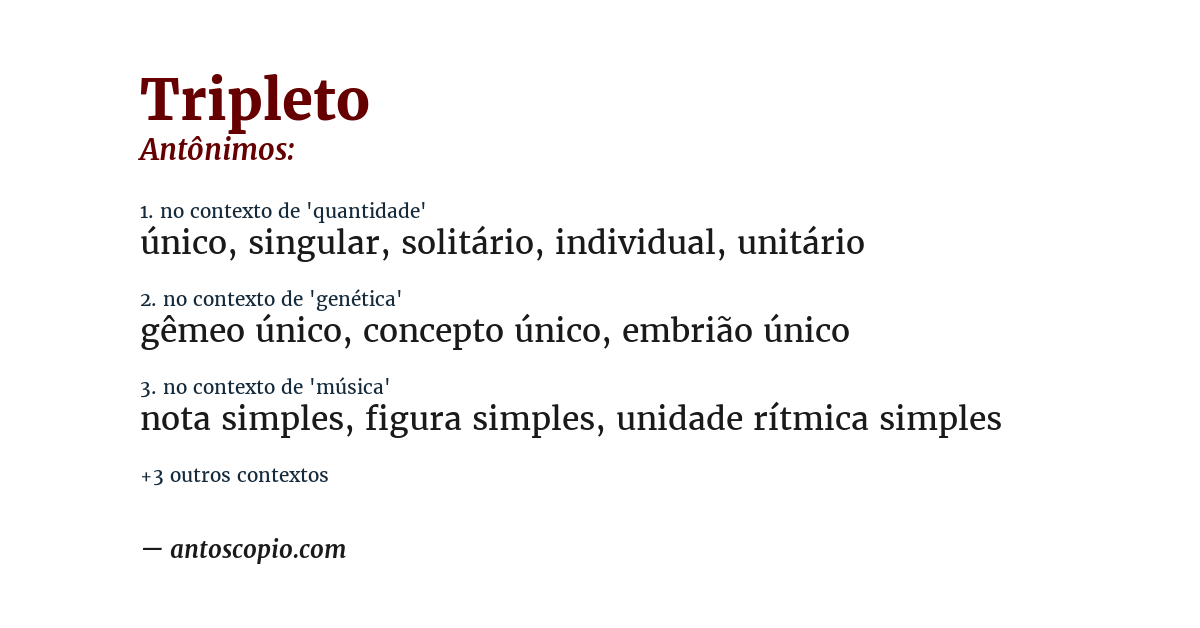 Antônimo de tripleto