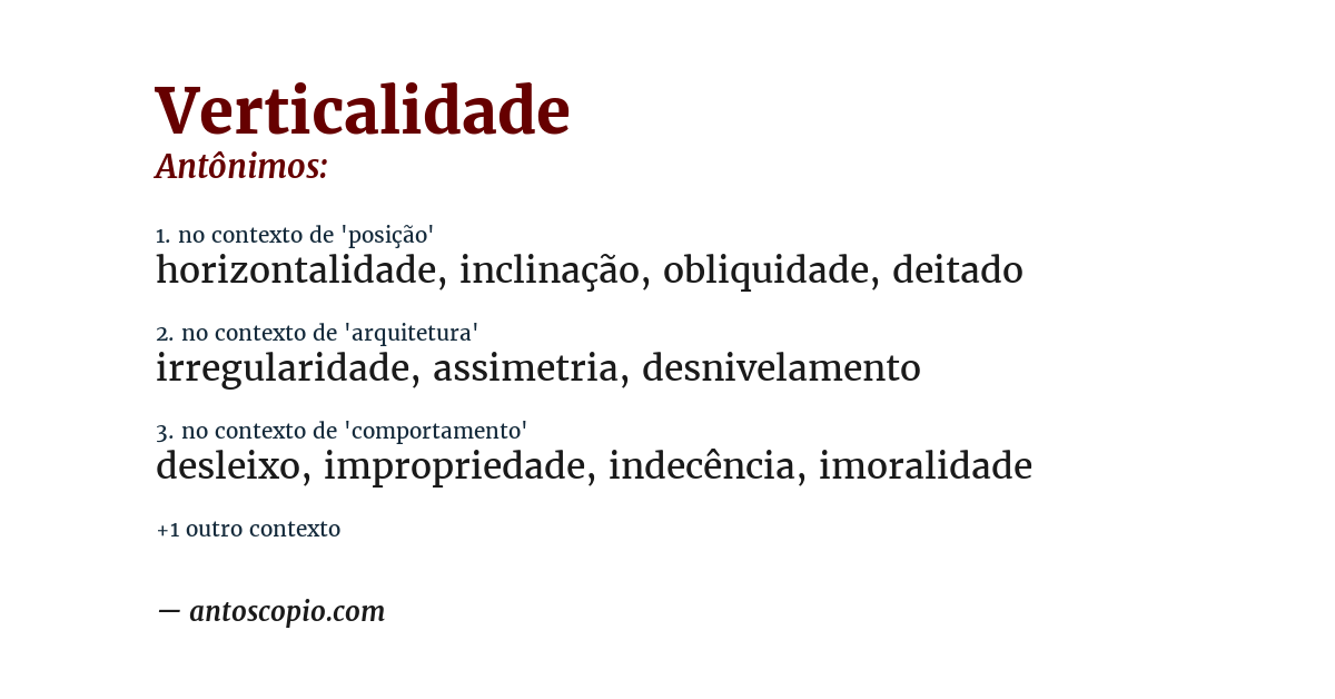 Antônimo de verticalidade