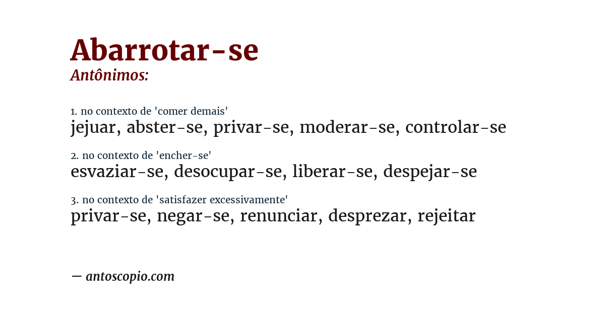 Antônimo de abarrotar-se