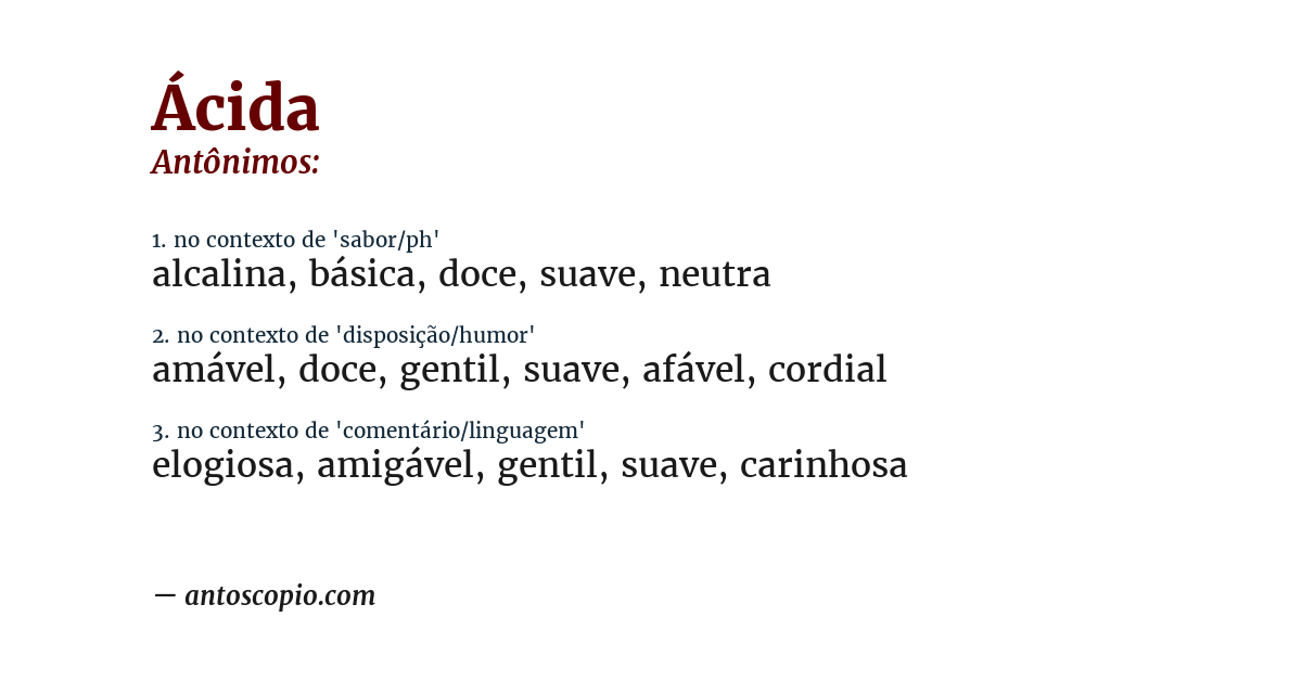 Antônimo de ácida