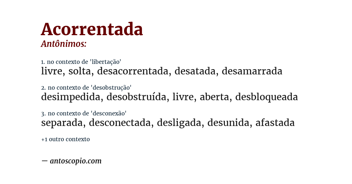Antônimo de acorrentada