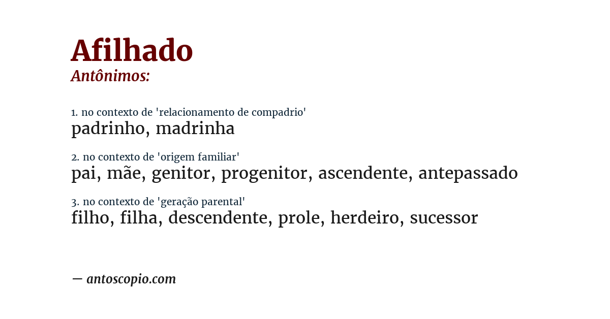 Antônimo de afilhado
