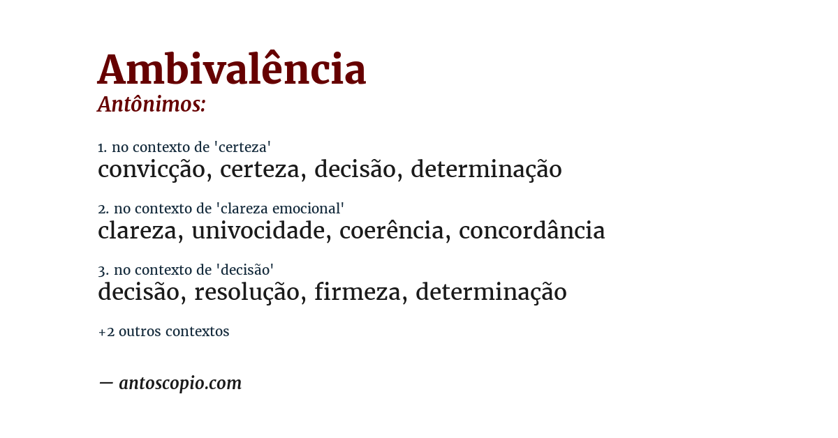 Antônimo de ambivalência