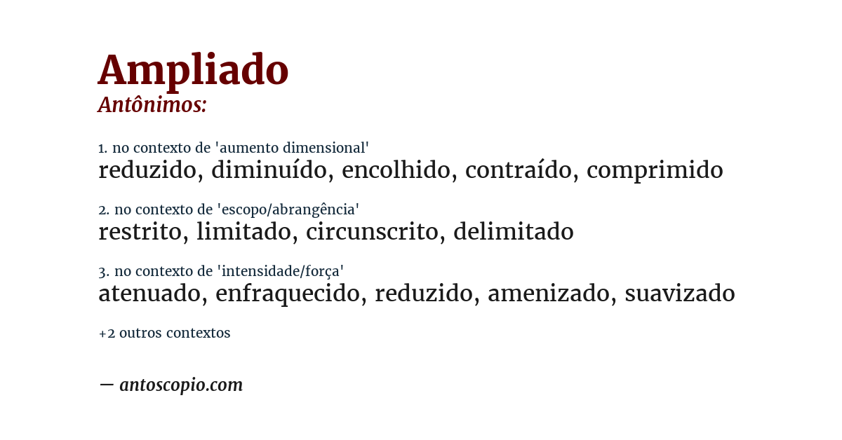 Antônimo de ampliado