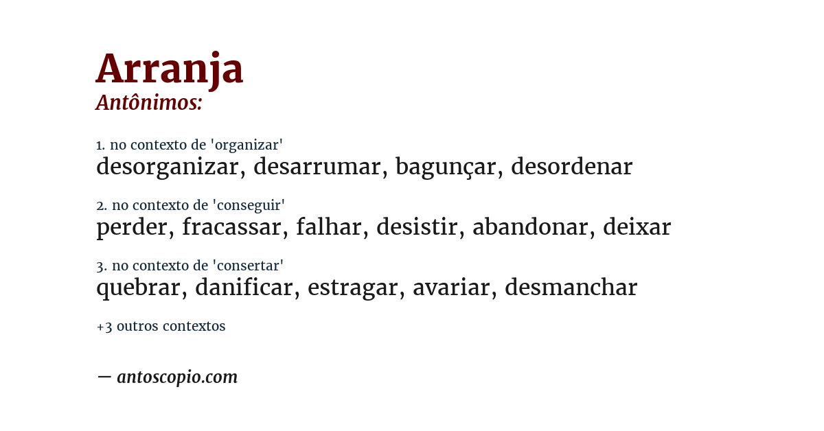 Antônimo de arranja