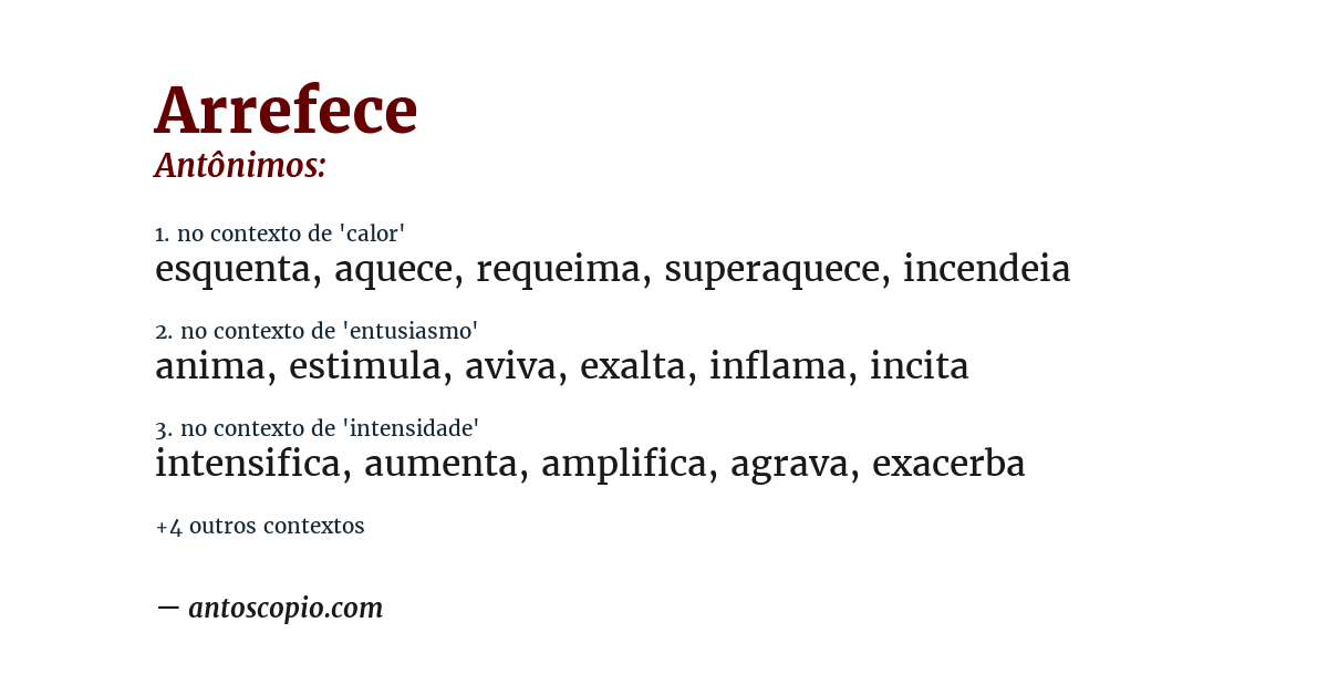 Antônimo de arrefece