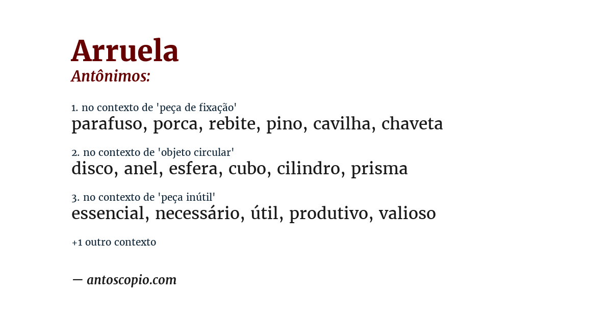 Antônimo de arruela