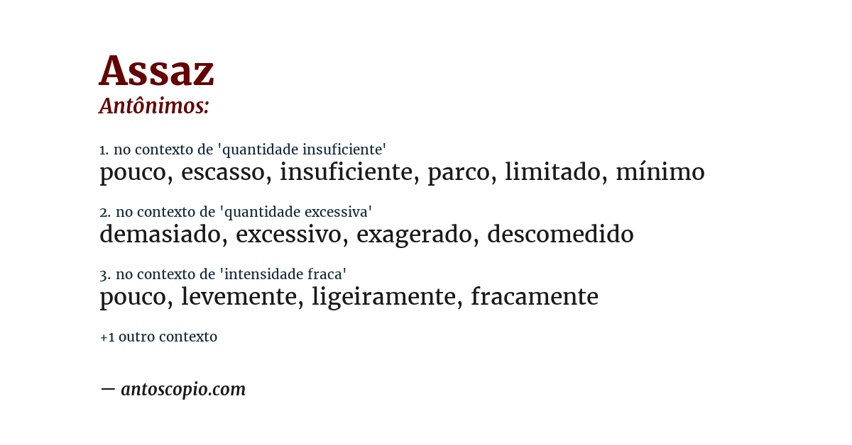 Antônimo de assaz