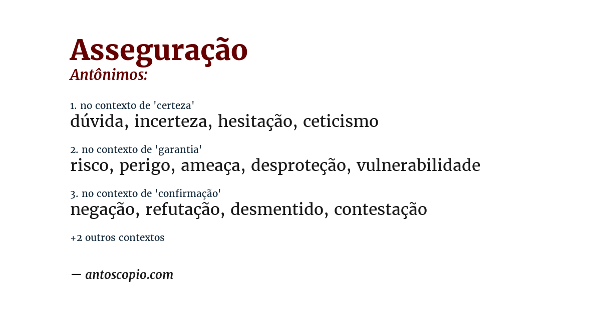 Antônimo de asseguração