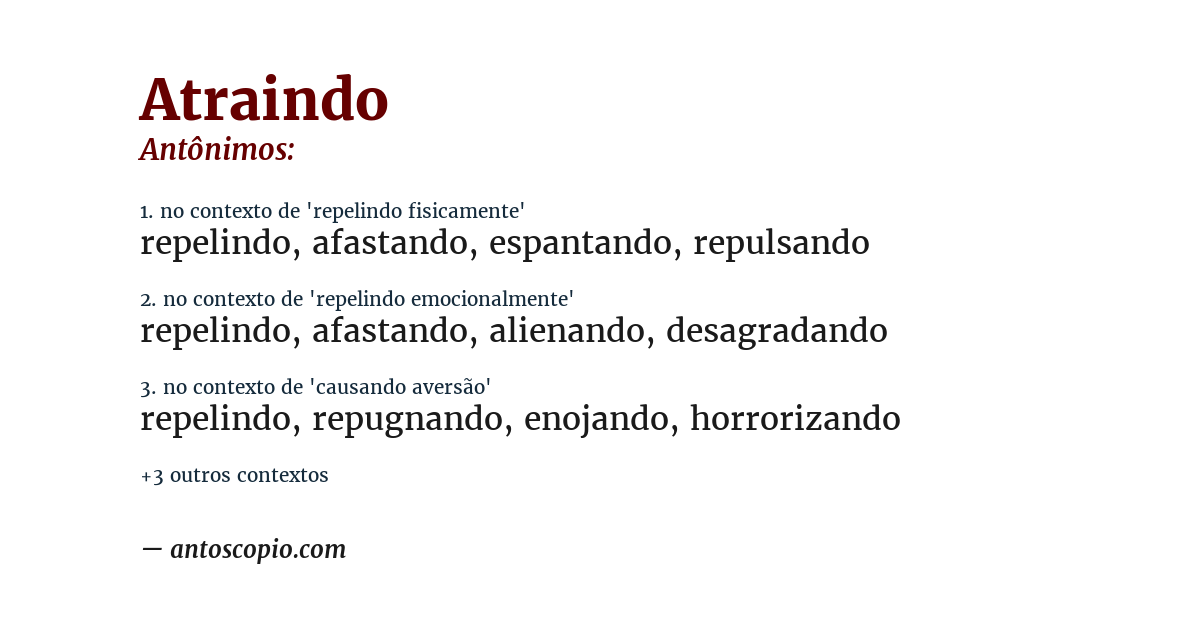Antônimo de atraindo