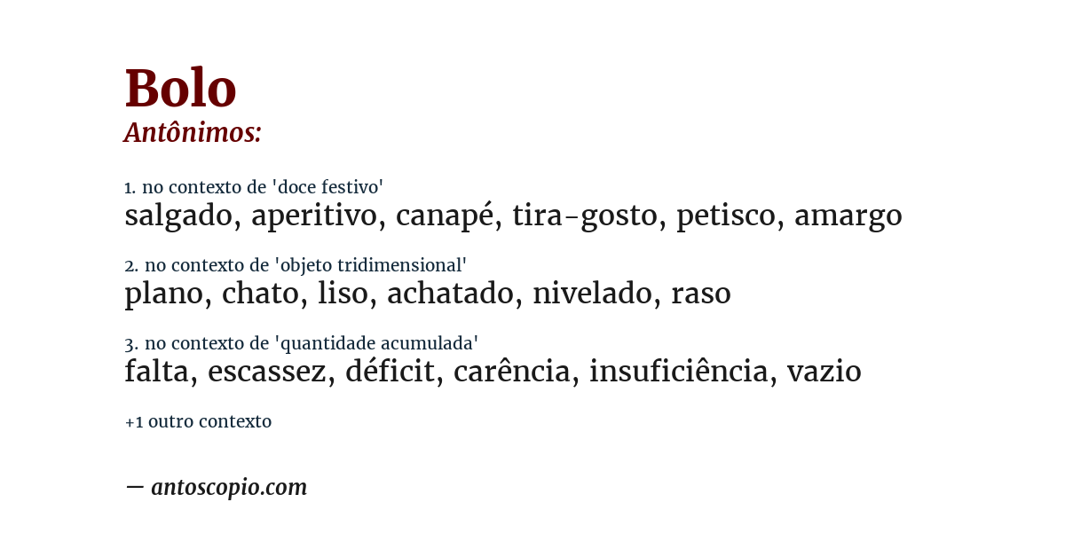 Antônimo de bolo