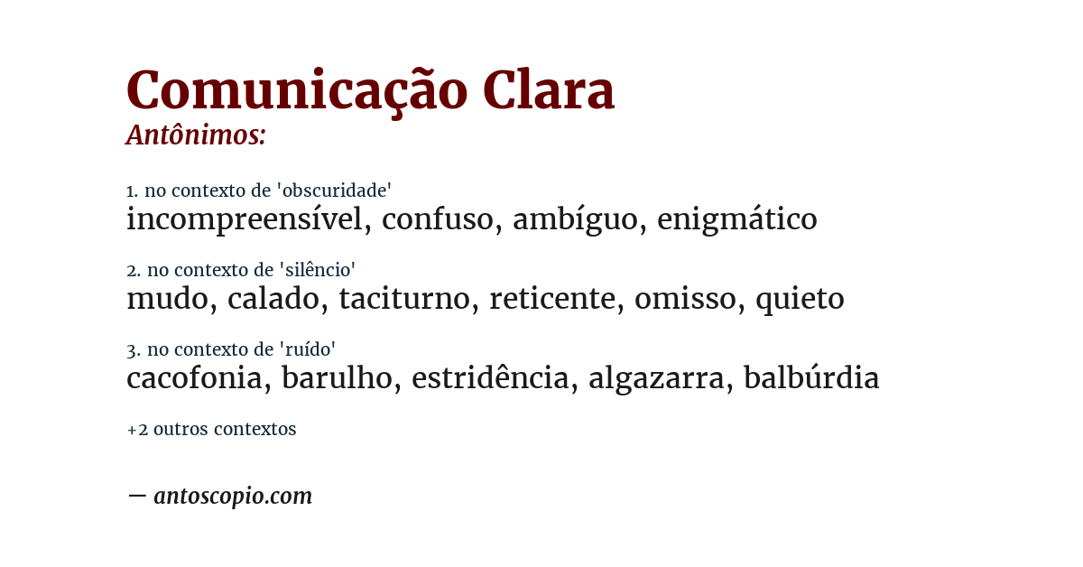 Antônimo de comunicação clara