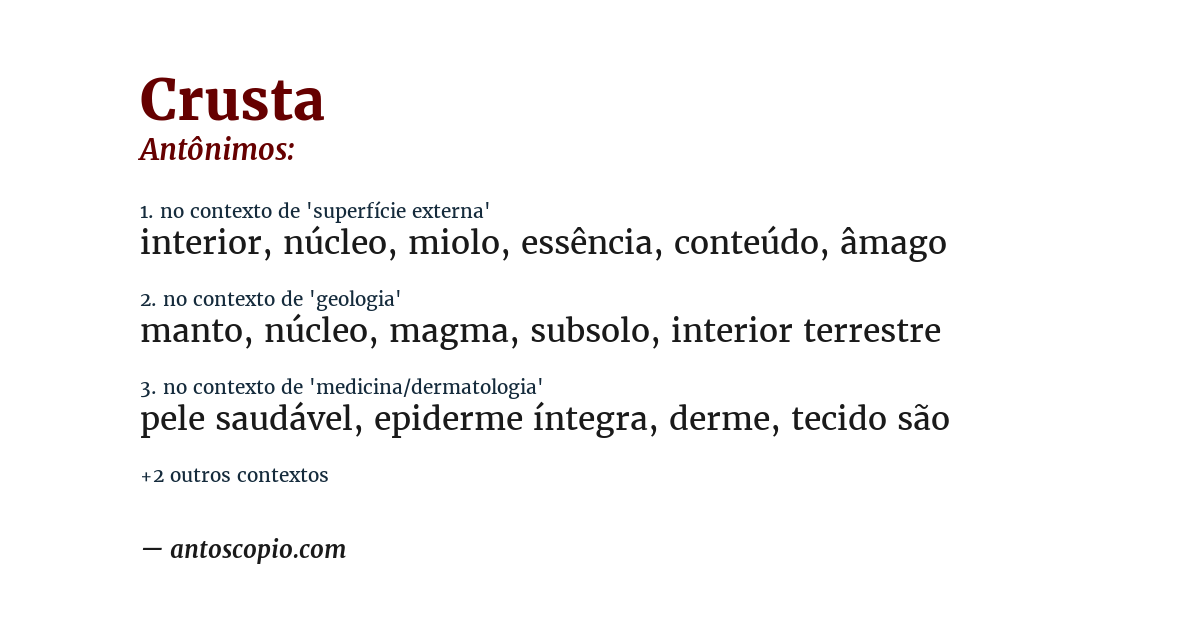 Antônimo de crusta
