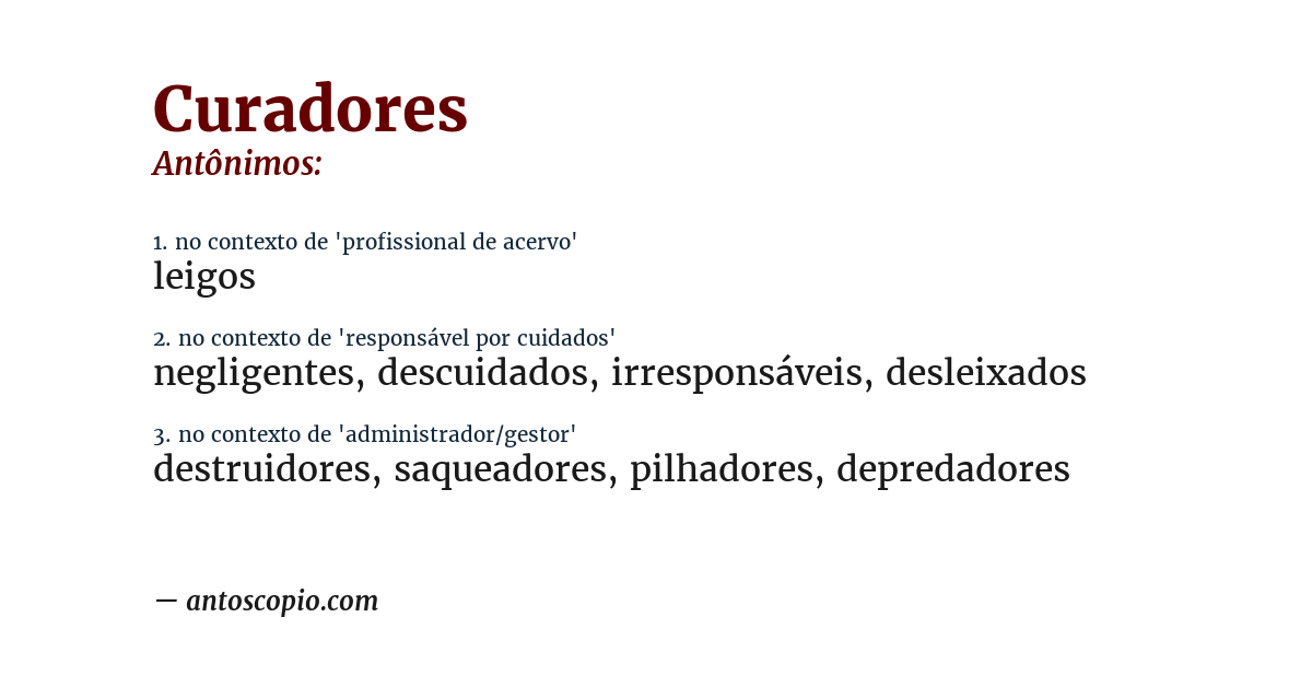 Antônimo de curadores