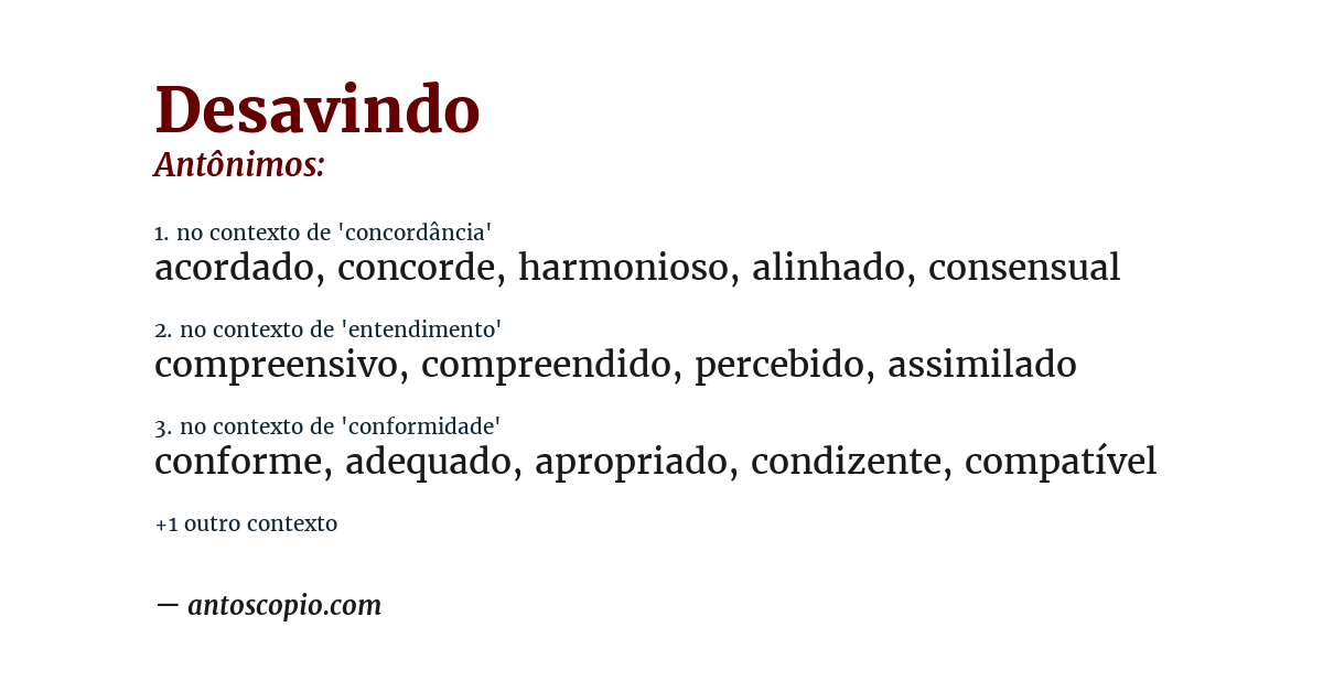 Antônimo de desavindo