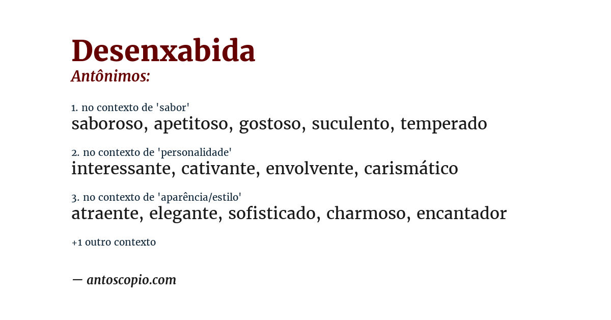 Antônimo de desenxabida