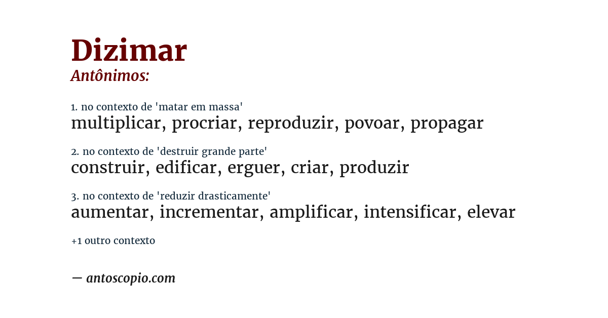 Antônimo de dizimar