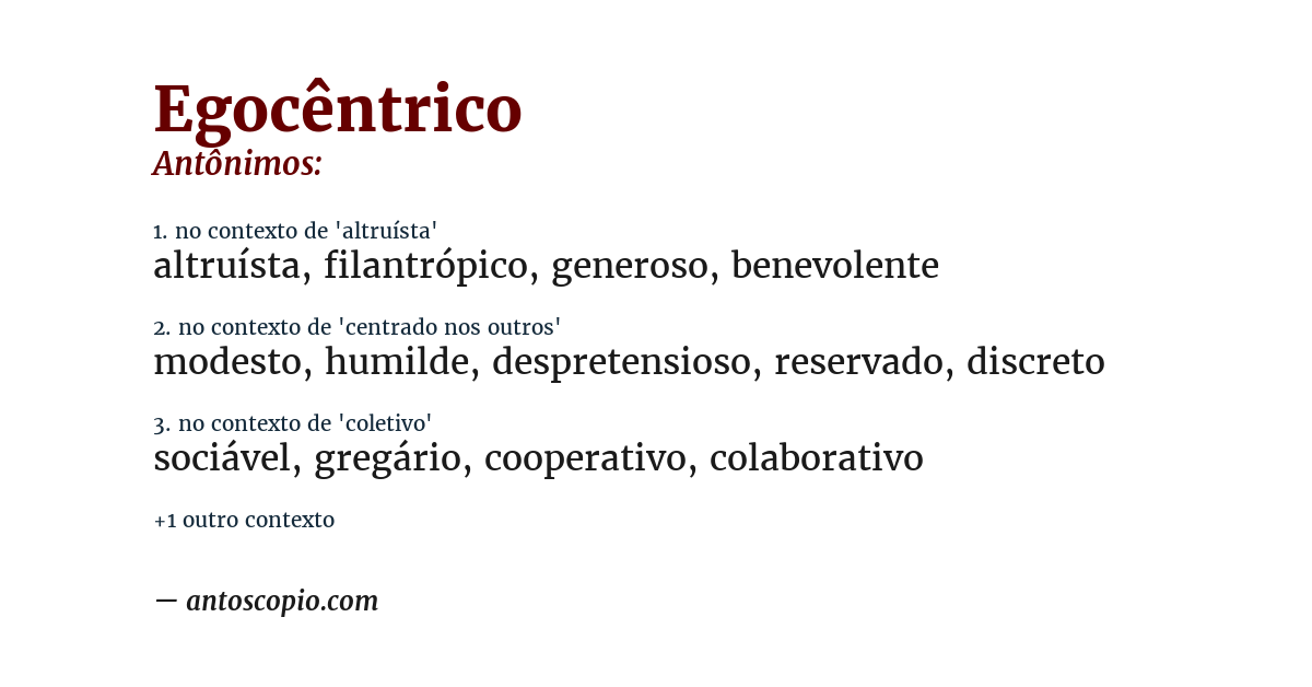 Antônimo de egocêntrico