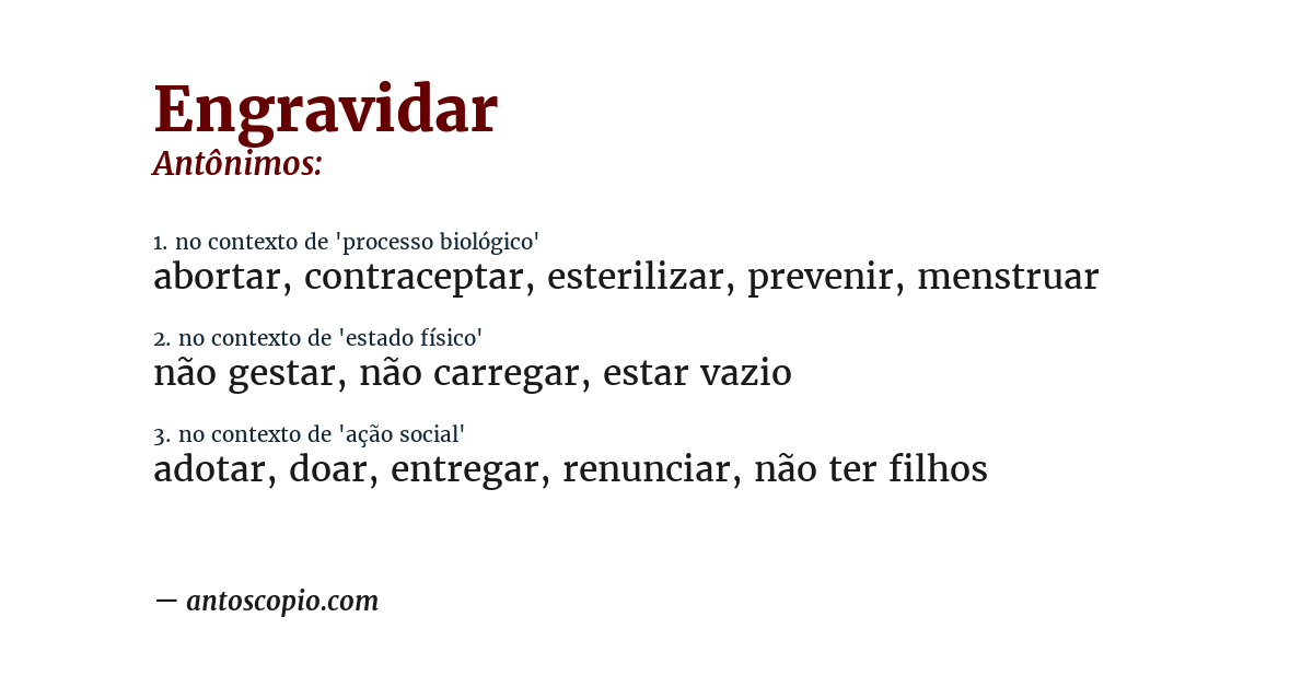 Antônimo de engravidar