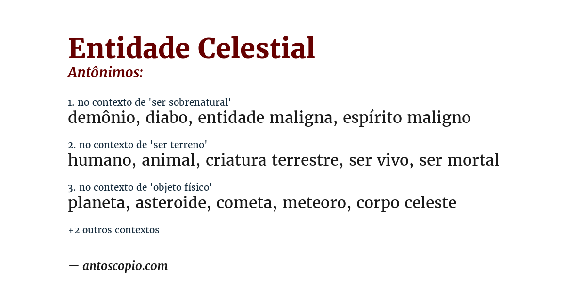 Antônimo de entidade celestial