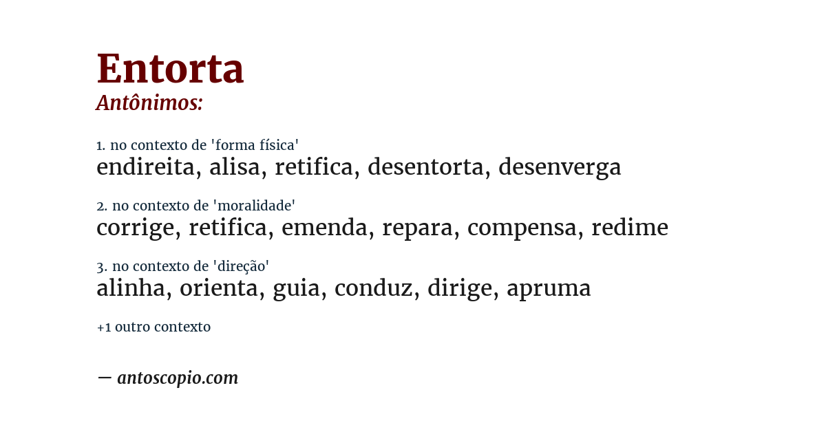 Antônimo de entorta