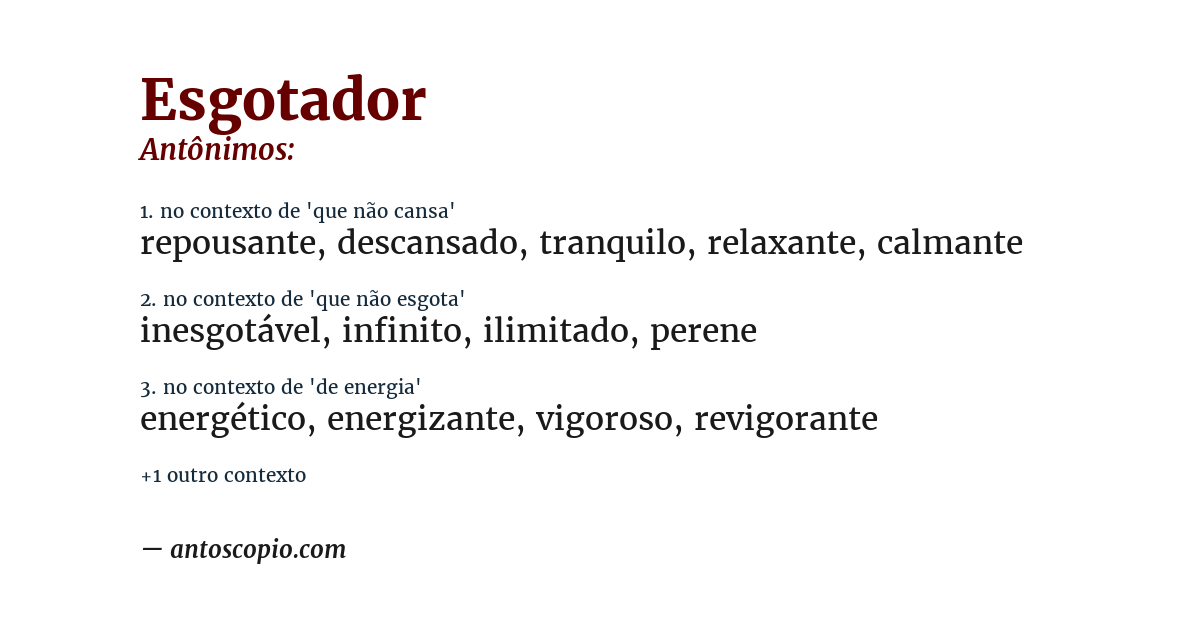 Antônimo de esgotador