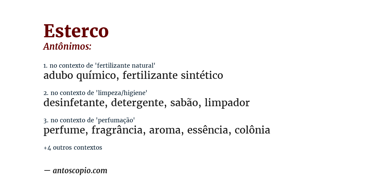 Antônimo de esterco