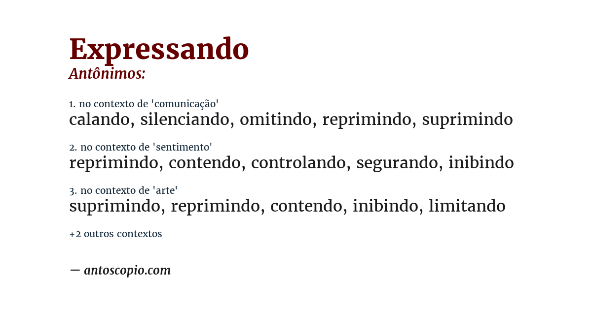 Antônimo de expressando