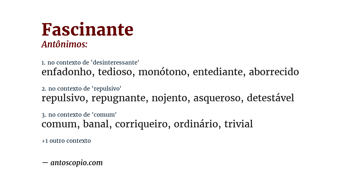 Antônimo de fascinante