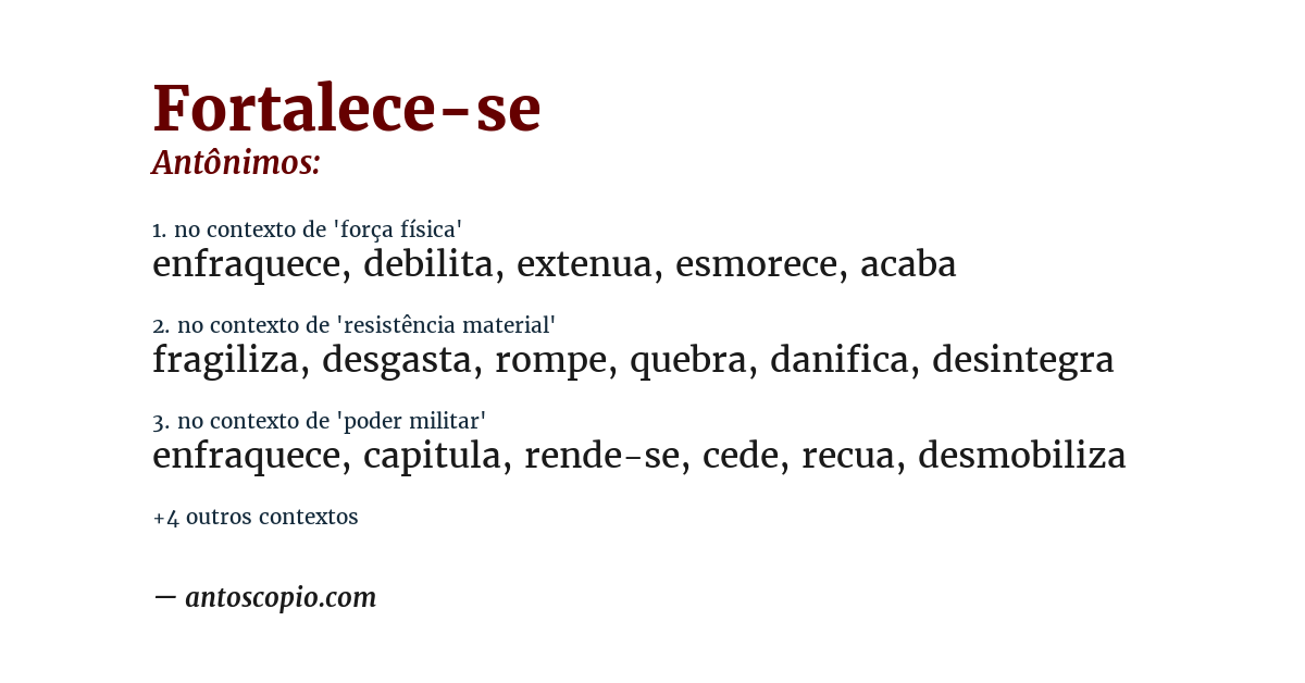Antônimo de fortalece-se