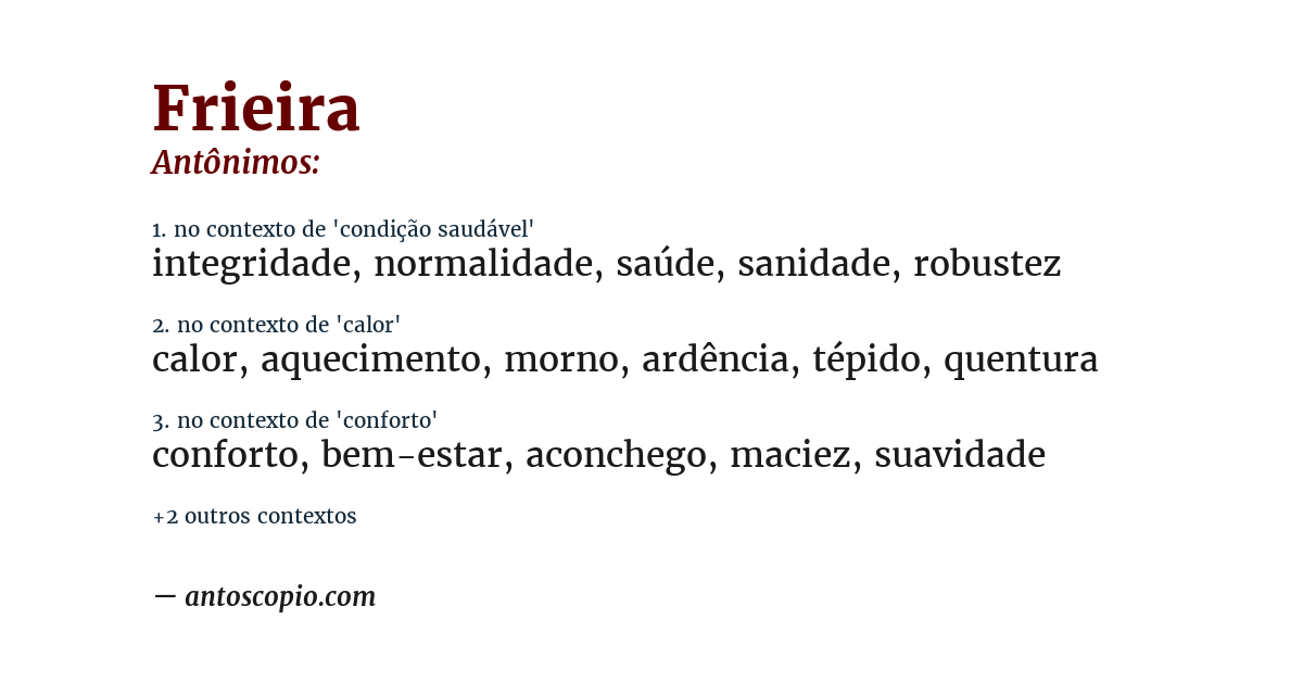 Antônimo de frieira