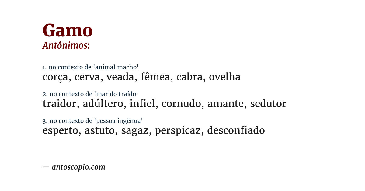 Antônimo de gamo
