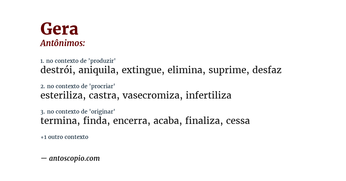 Antônimo de gera
