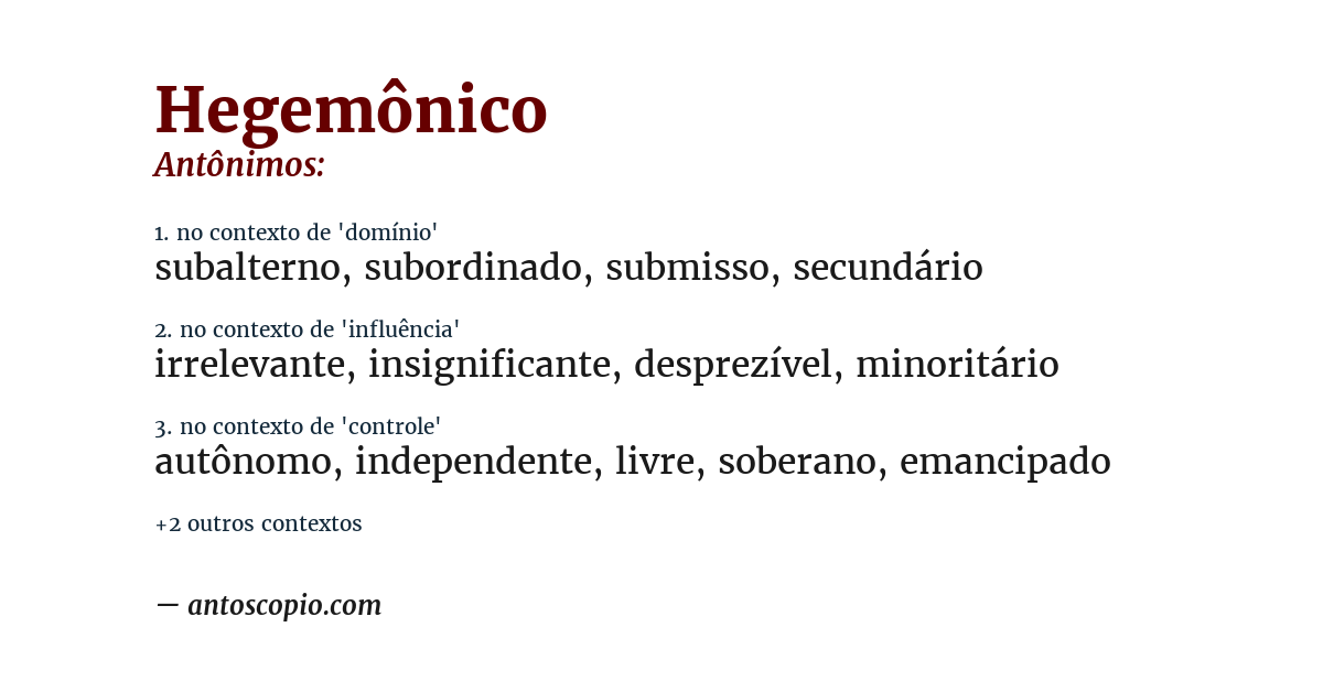 Antônimo de hegemônico