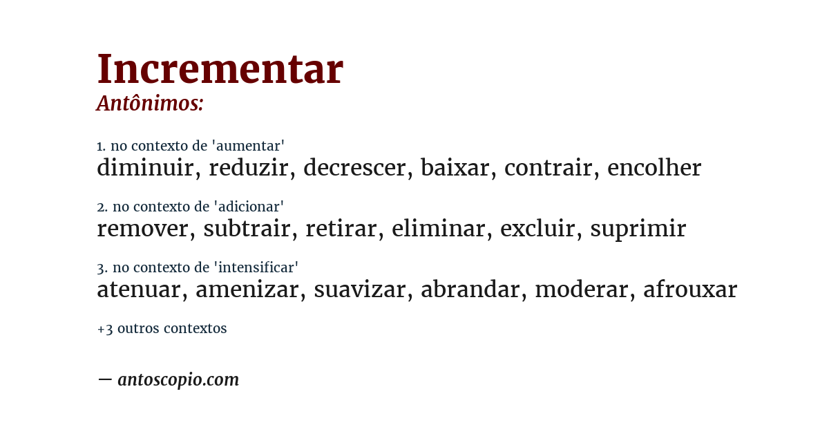 Antônimo de incrementar