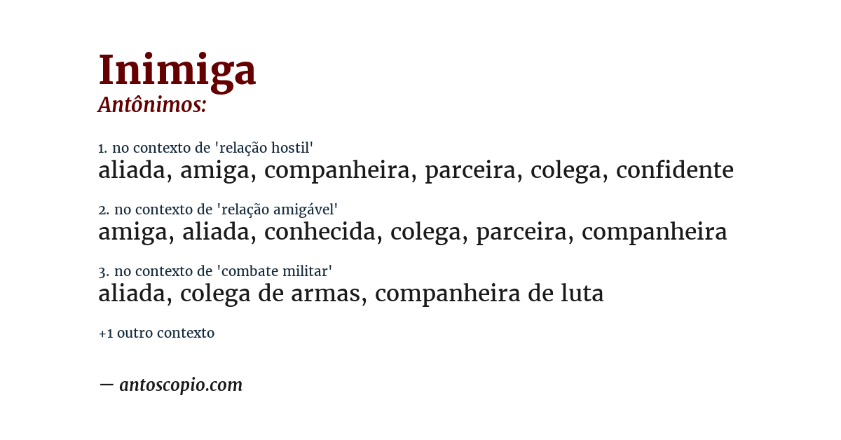 Antônimo de inimiga