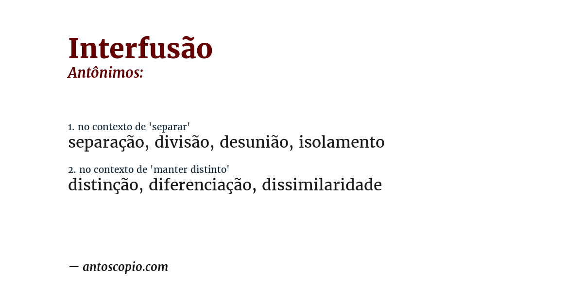 Antônimo de interfusão
