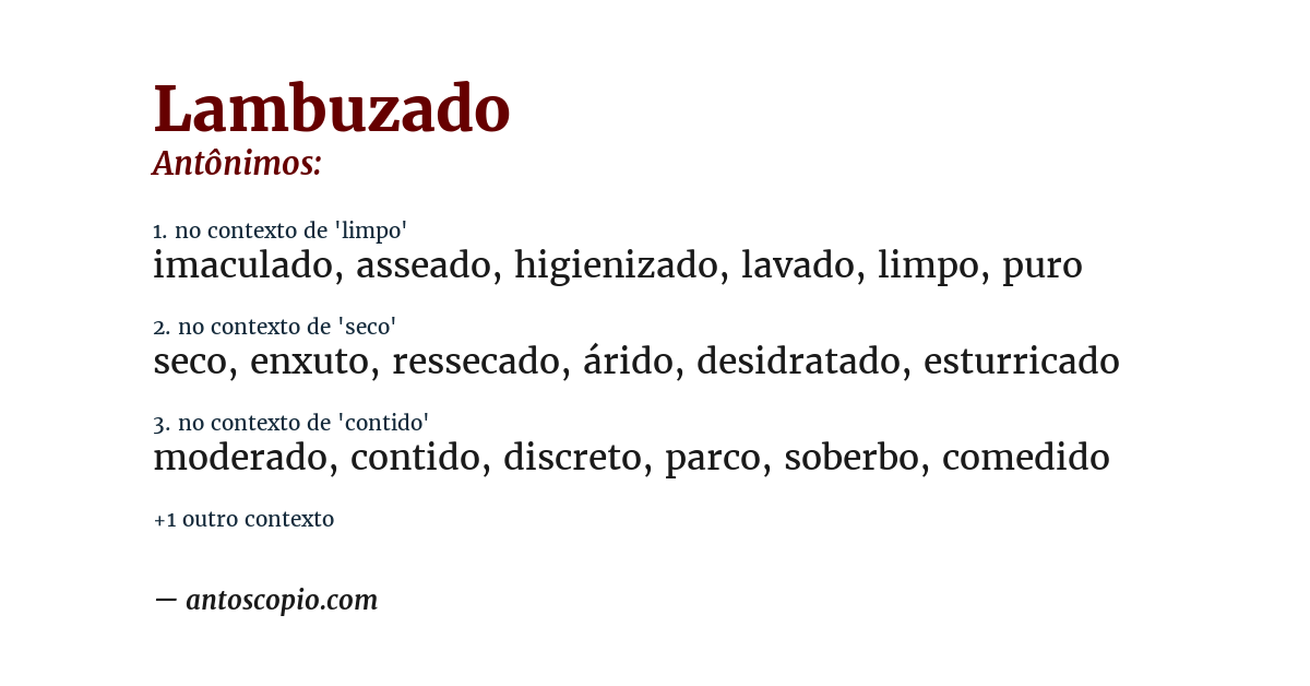 Antônimo de lambuzado