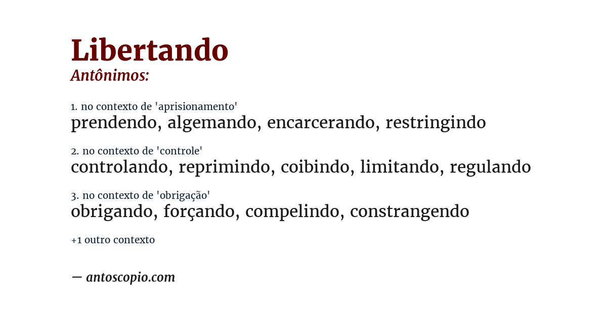 Antônimo de libertando