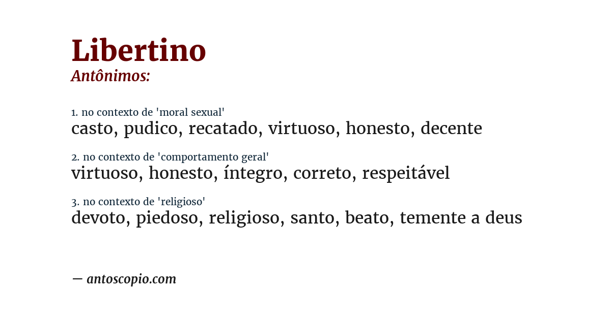 Antônimo de libertino