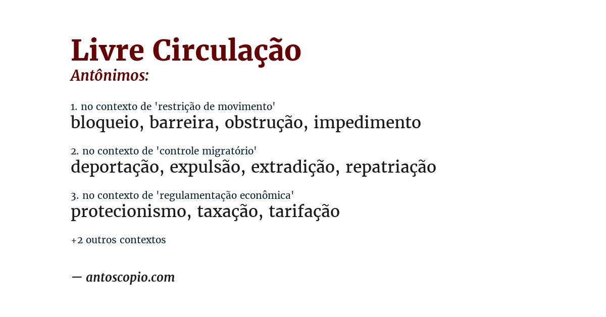 Antônimo de livre circulação