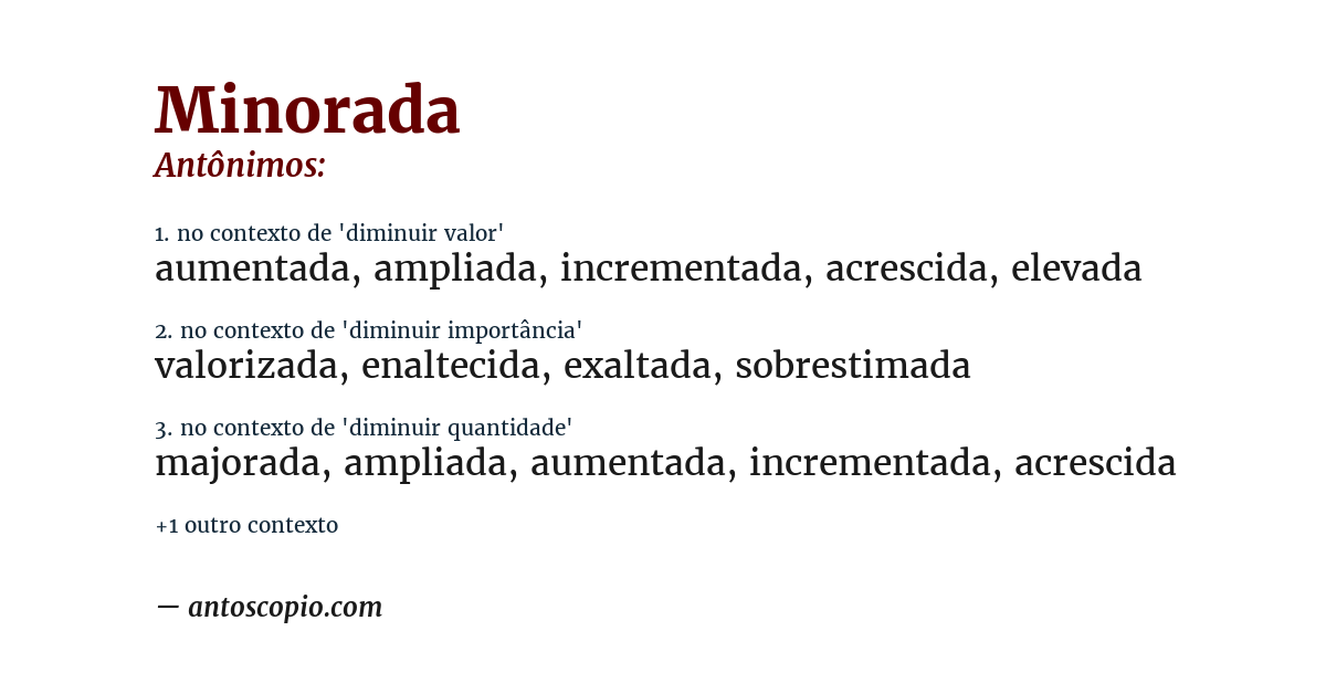 Antônimo de minorada